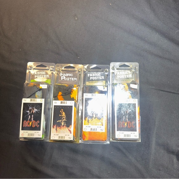 AC/DC | Wall Decor | Acdc Fabric Poster Set Black And Orange Lot Of 4 ...